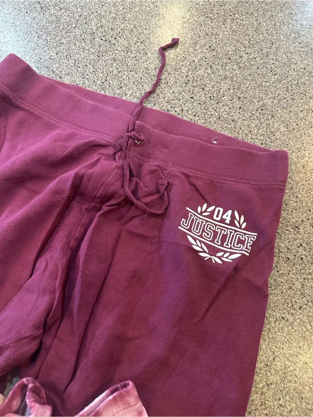 Justice Maroon and White Tie-Dye Sweatpants